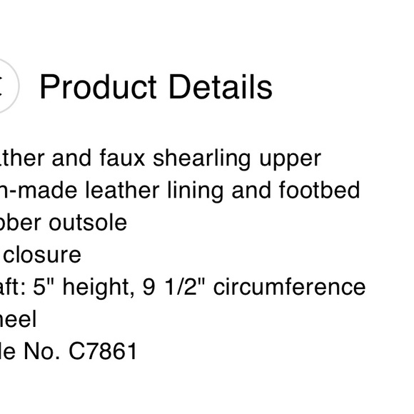 Leather and faux shearling upper
Man-made leather lining and footbed - Picture 4 of 4